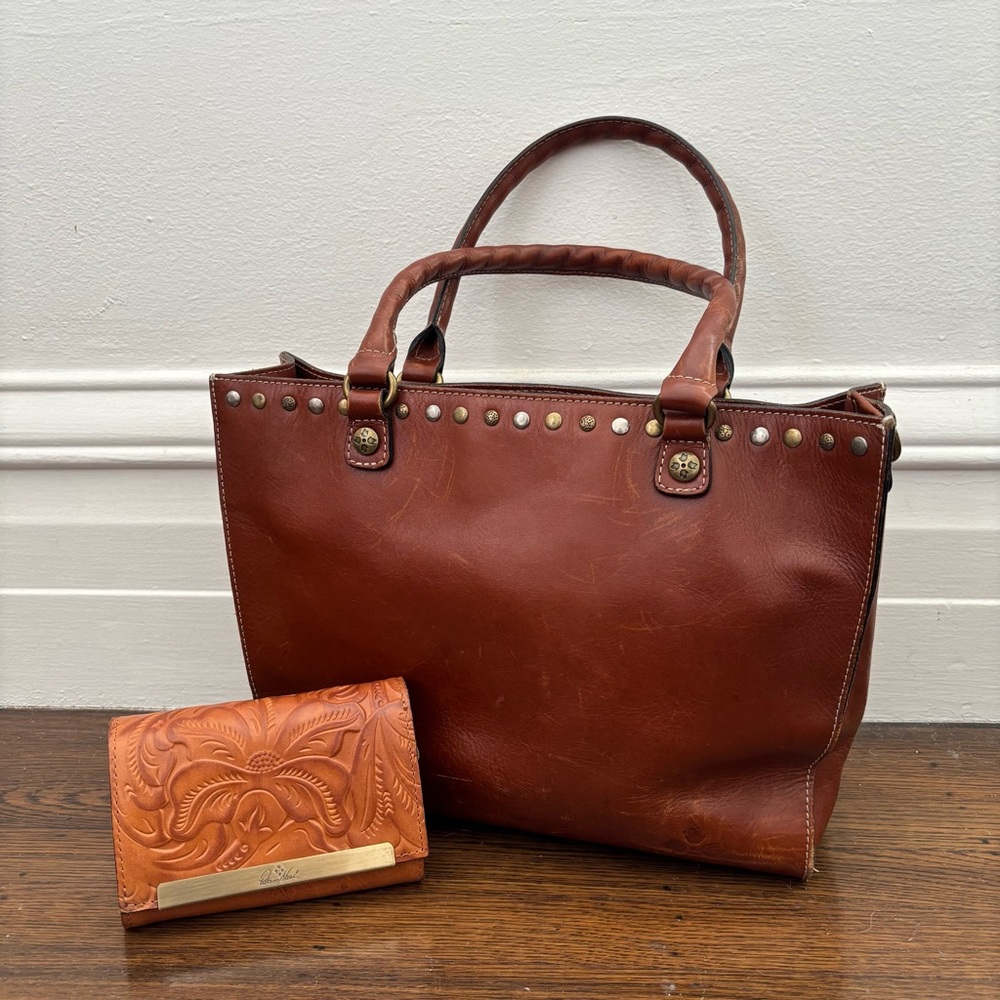 Patricia Nash Leather Purse and Trifold Wallet Bundle